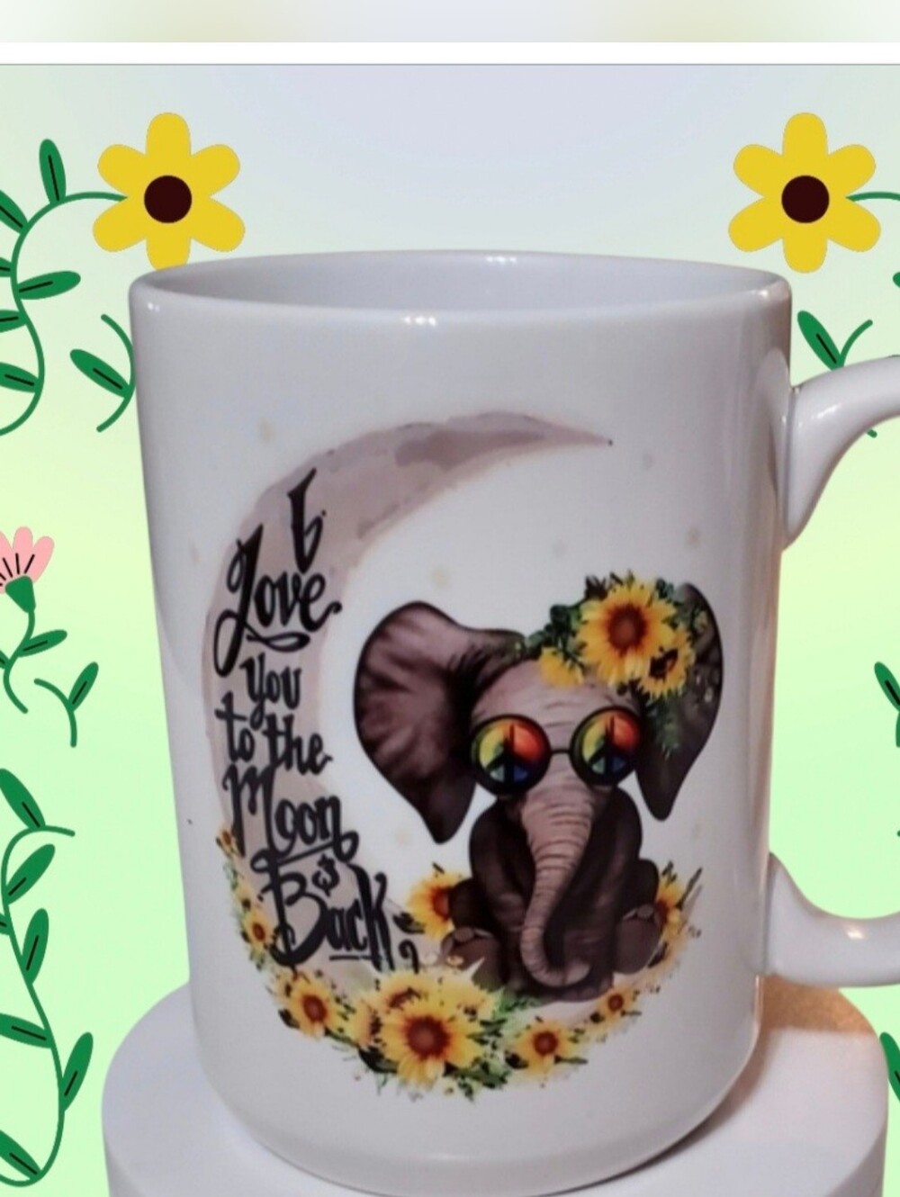 I Love you to the Moon & Back Hippie Elephant 15oz  Coffee Mug